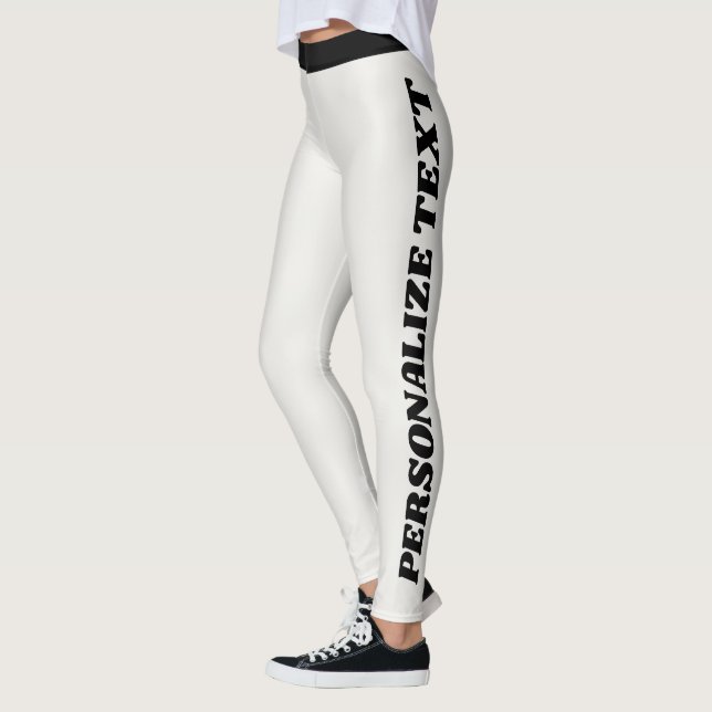 Personalized Neutral Black Custom Made Athleisure Leggings (Left)
