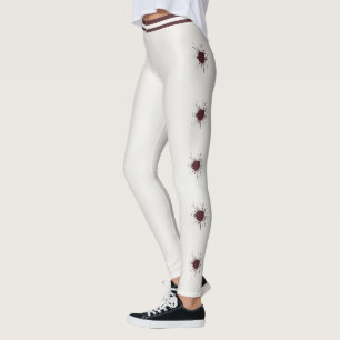 Personalized Neutral Deep Wine Red Splash Burst Leggings