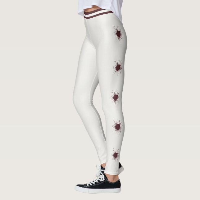 Personalized Neutral Deep Wine Red Splash Burst Leggings (Left)