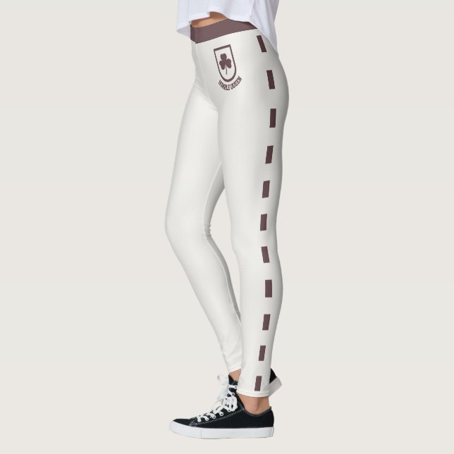 Personalized Neutral Dusty Rosewood Clover Pattern Leggings (Left)