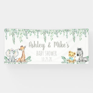Personalized Neutral Jungle Baby Shower Banner