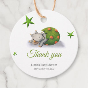 Personalized Neutral Triceratops Dinosaur Party  Favour Tags
