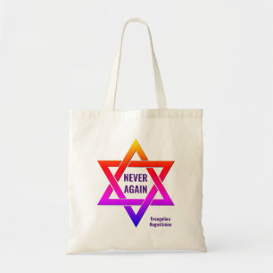 Personalized NEVER AGAIN Star of David Tote Bag