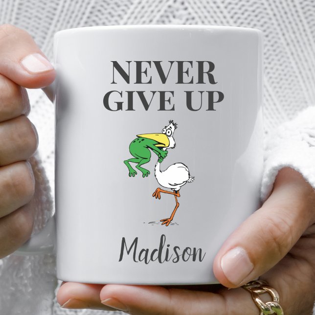 Personalized Never Give Up  Frog Bird Coffee Mug (Creator Uploaded)