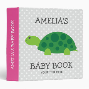 Personalized new baby binder book with cute turtle