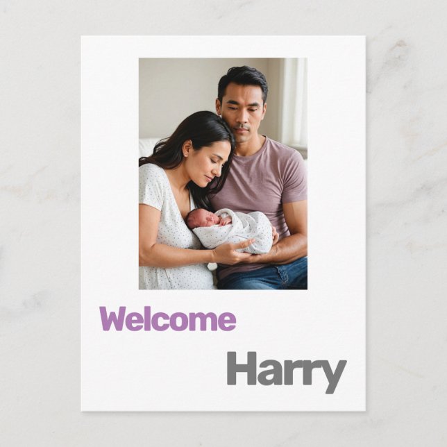 Personalized New Baby Birth Announcement photo Postcard (Front)