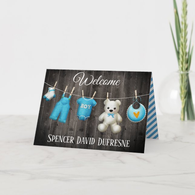 Personalized New Baby Boy Card (Front)