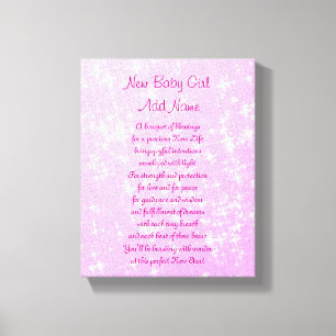 Personalized New Baby Girl Canvas Print