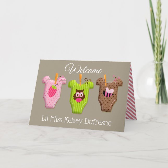 Personalized New Baby Girl Card (Front)