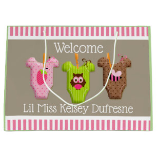 Personalized New Baby Girl Large Gift Bag