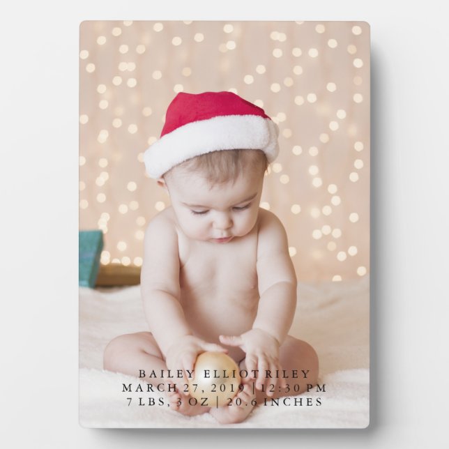 Personalized New Baby Photo Christmas Celebration Plaque (Front)