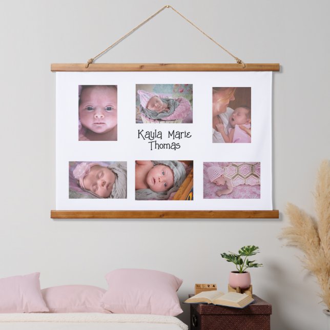 Personalized New Baby Photos Wall Hanging Hanging Tapestry (Bedroom)