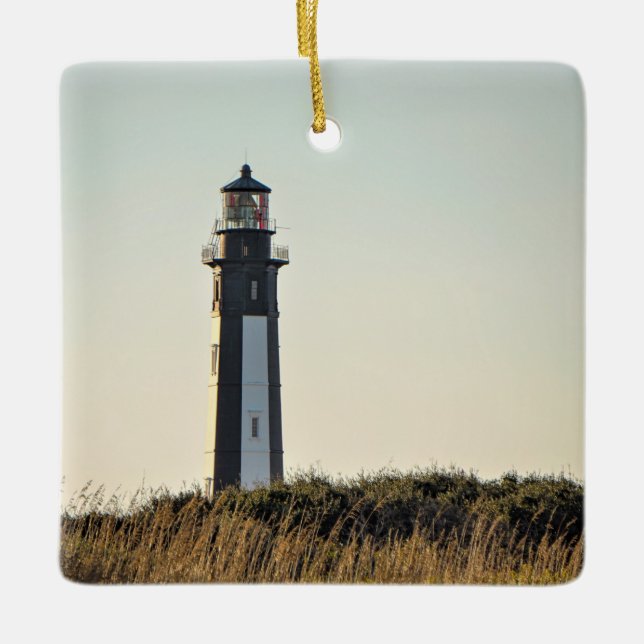 Personalized New Cape Henry Lighthouse Christmas Ceramic Ornament (Front)