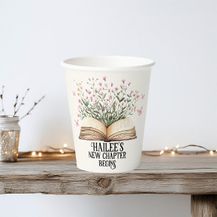 Personalized New Chapter Begins Book Baby Shower Paper Cups