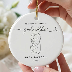 Personalized New Godmother Baby Boy Ornament