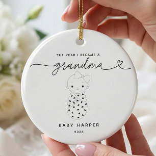 Personalized New Grandma Baby Girl Ornament
