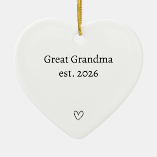 Personalized New Grandma Heart Ceramic Ornament