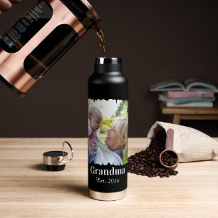 Personalized New Grandma Photo With Year Water Bottle