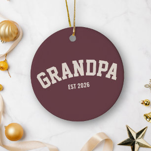 Personalized New Grandpa Est Date Father's Day Red Ceramic Ornament