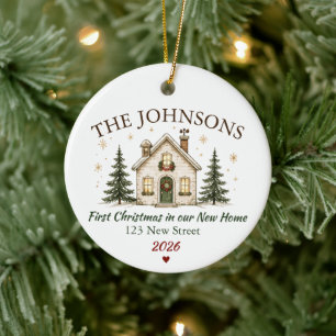 Personalized New Home Christmas Ceramic Ornament