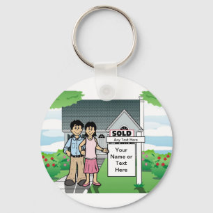 Personalized New Home - Couple Cartoon Keychain