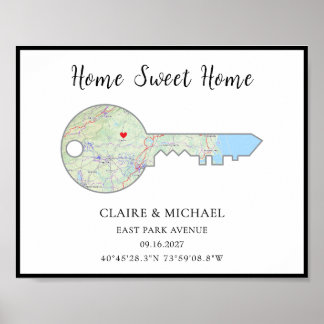 Personalized New Home Location Map Housewarming Poster