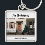Personalized New Home Photo Keychain<br><div class="desc">A modern and elegant photo keychain. Personalize it with your photo,  name,  and a short quote or your first names. Designed for you by Blackberry Boulevard.</div>