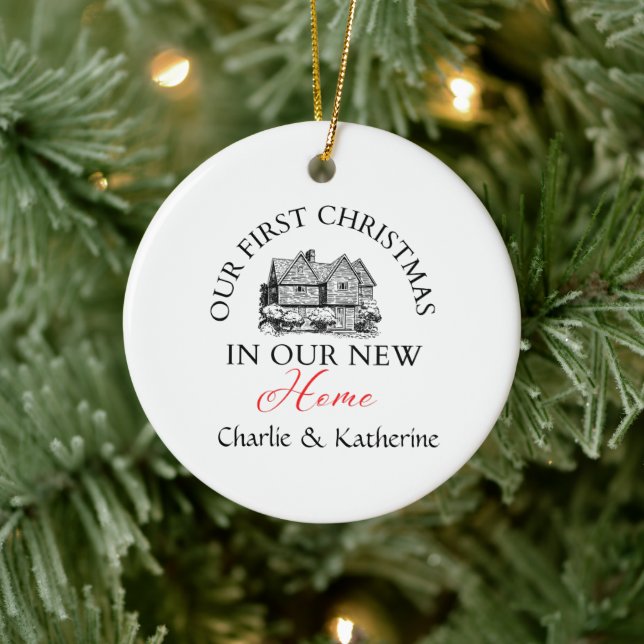Personalized New Home Photo Ornament, Custom House Ceramic Ornament (Tree)