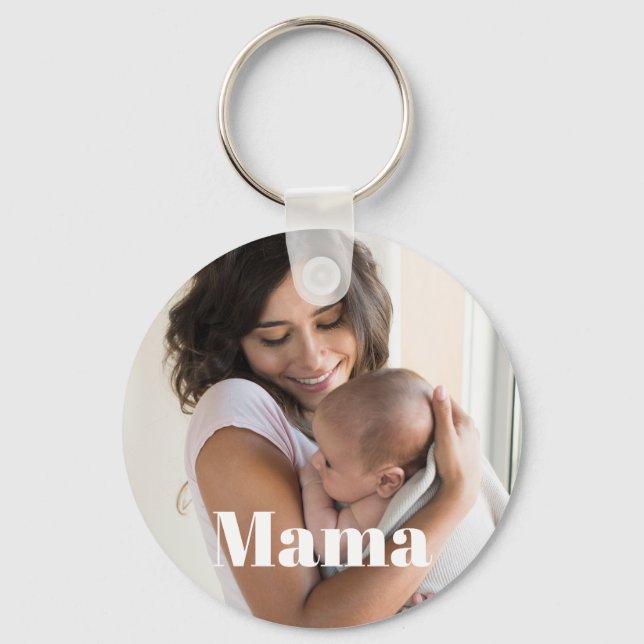 Personalized New Mama and Baby Photo Keychain (Front)