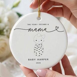Personalized New Mama Baby Girl Ornament