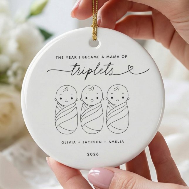 Personalized New Mama of Triplets Ornament (Creator Uploaded)