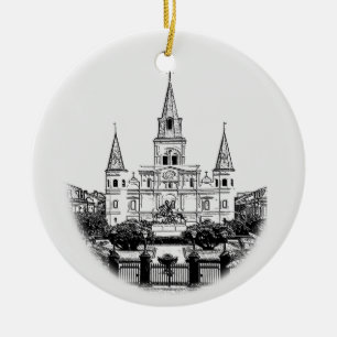 Personalized New Orleans Jackson Square Christmas Ceramic Ornament