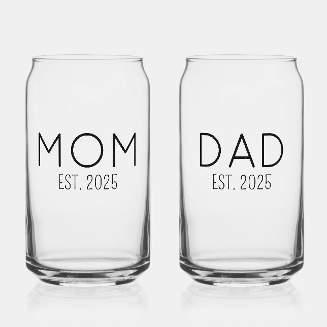 Personalized New Parents Gift - First-time Mom and Can Glass (Front)