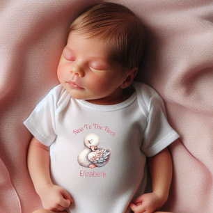 Personalized New To The Flock - Swan  Baby Bodysuit