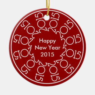 Personalized New Year 2015 Design Ceramic Ornament