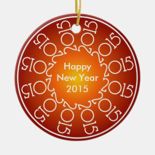 Personalized New Year's 2015 Design Ceramic Ornament