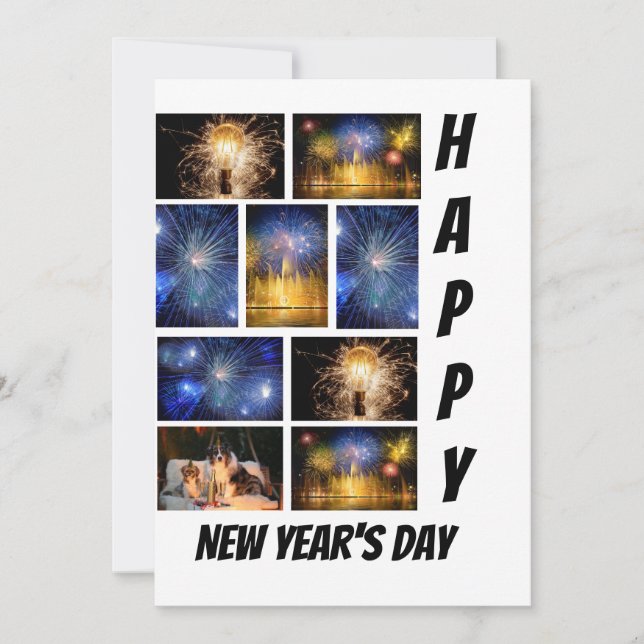 Personalized New Year's Day 9  Photo Collage  Invitation (Front)