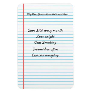 Personalized New Year's Resolutions Reminder List Magnet