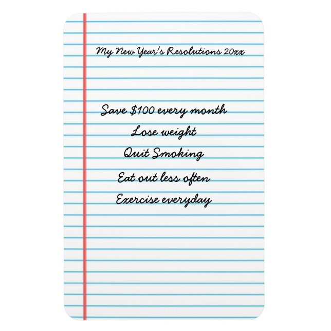 Personalized New Year's Resolutions Reminder List Magnet (Vertical)