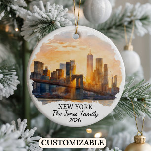 Personalized New York City, Custom New York Ceramic Ornament