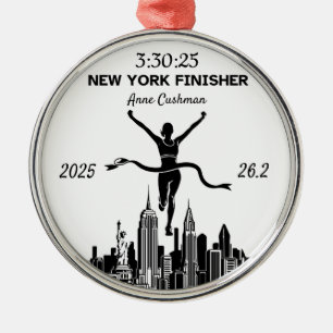 Personalized New York Marathon Finisher Gift Metal Ornament
