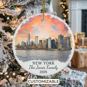 Personalized New York Ornament, New York Ceramic Ornament