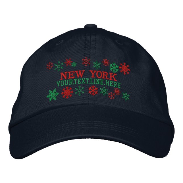 Personalized New York Winter Snowflakes Embroidered Hat (Front)