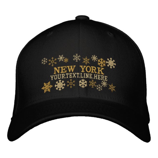 Personalized New York Winter Snowflakes Embroidered Hat (Front)