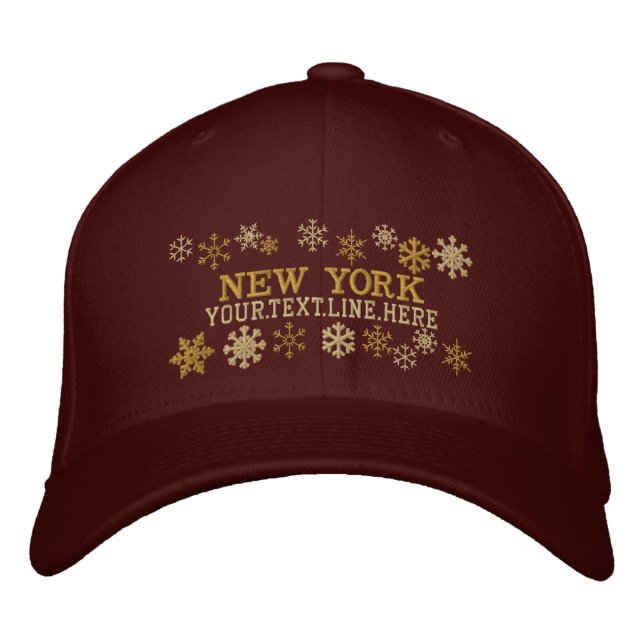 Personalized New York Winter Snowflakes Embroidered Hat (Front)