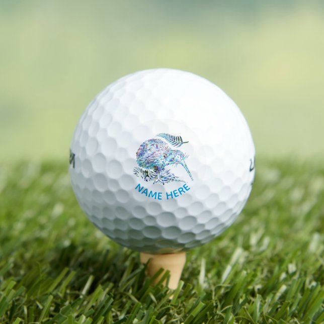 PERSONALIZED NEW ZEALAND KIWI PAUA GOLF BALLS (Insitu Tee)