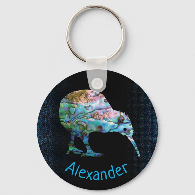 PERSONALIZED NEW ZEALAND KIWI PAUA KEY RING (Front)