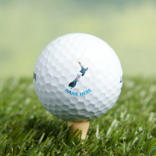 PERSONALIZED NEW ZEALAND MAP PAUA GOLF BALLS