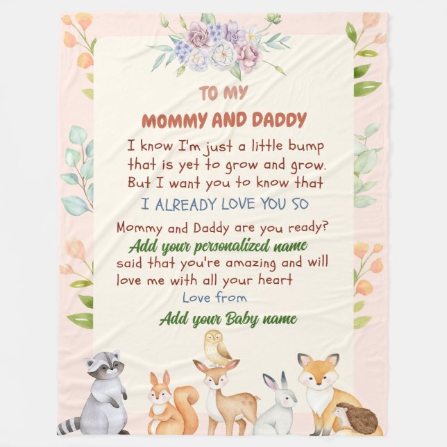 Personalized Newborn Blanket with Name Gift (Front)