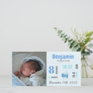 Personalized Newborn Photo Birth Announcement Card